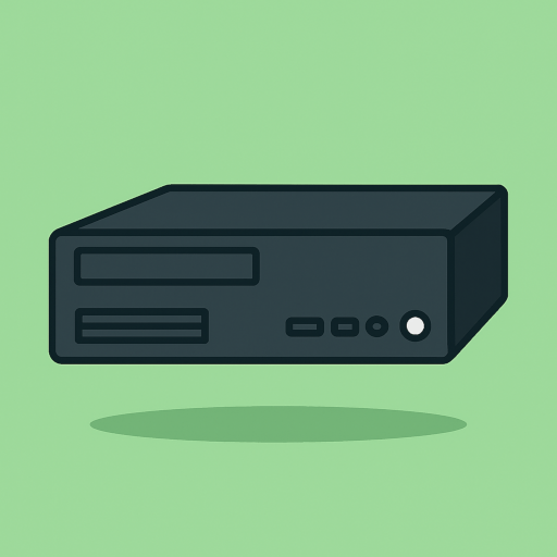 Computer desktop case illustration for Teach.Land computer parts slideshow
